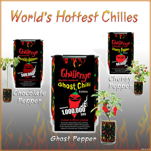 Set of 3 (Ghost chili ,Chocolate Pepper and Cherry Pepper)