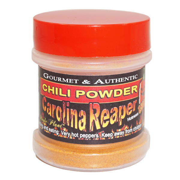 Carolina Reaper Pepper Powder 1/2oz in a plastic Jar with sifter lid