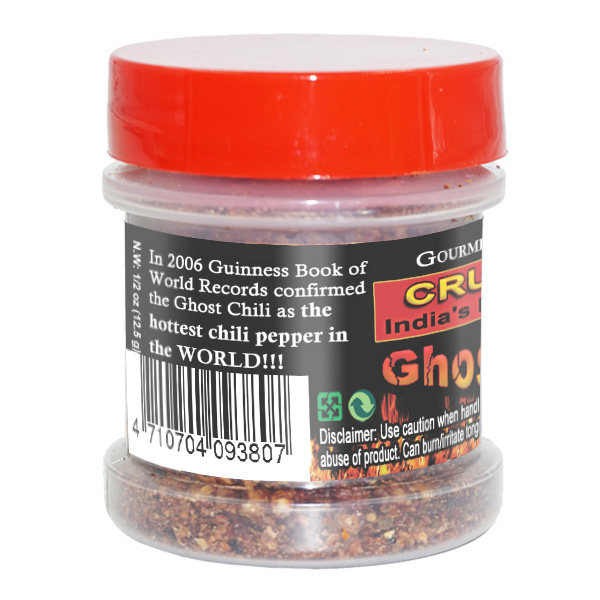 Ghost Chili Flakes / Crushed. 1/2oz plastic Jar with sifter lid (Bhut Jolokia flakes) Ghost